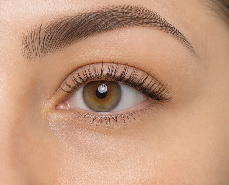 Beispielbild nach einer natürlichen Wimpernverlängerung in 1:1-Technik